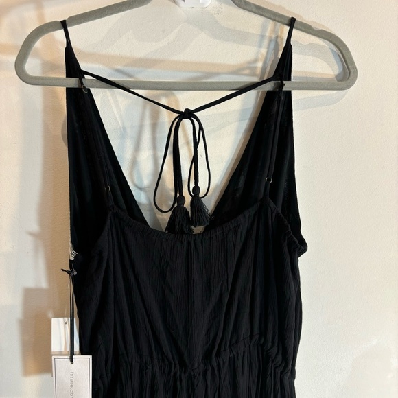 1 STATE Sz L Jumpsuit 100% Rayon Slub Embroidery Gipsy Night Rich Black NEW - Picture 9 of 12